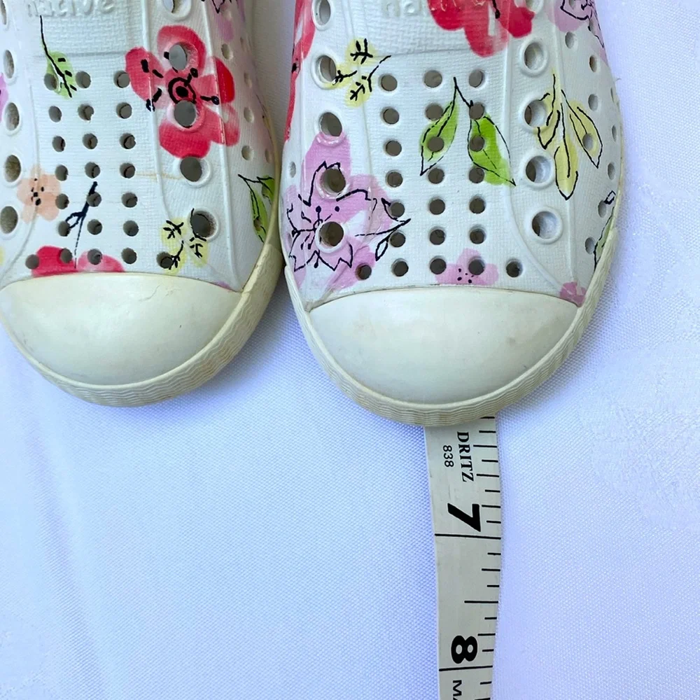 Native Kids Sneakers White with Pink, Red, Green Floral Print